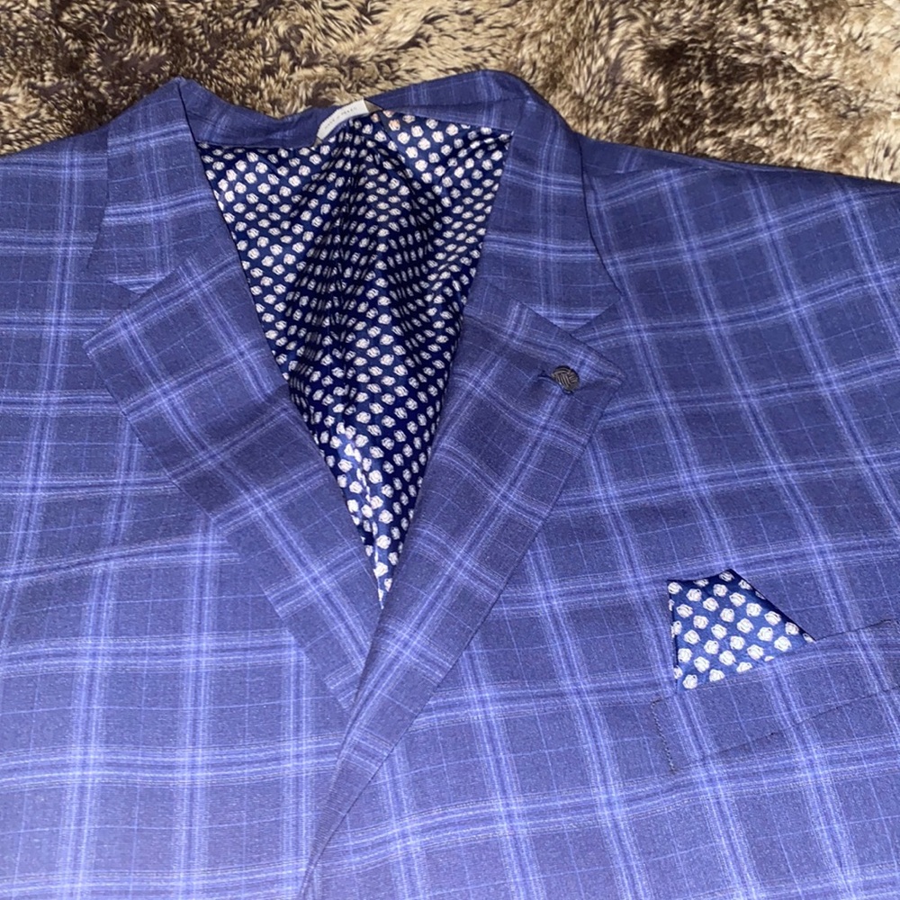 Oak Hill, blue plaid, 4XL suit jacket/blazer. Worn once. DXL